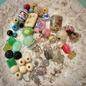 🥣 BEAD SOUP! 55 pcs of quality large hole porcelain beads, charms & beads❣️